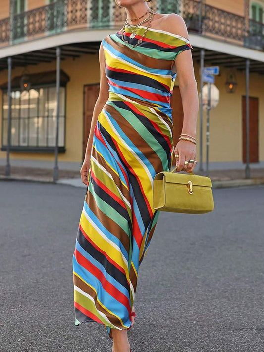 Colorful Striped Maxi Dress
