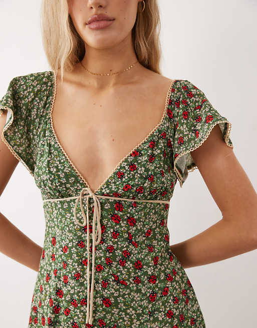 Floral Ladybug Mini Dress